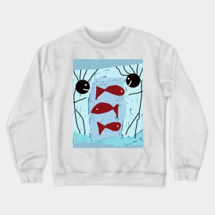 Kids at the Aquarium Stick Figure Crewneck Sweatshirt